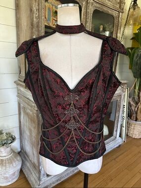 CORSET STORY RENAISSANCE HIGH NECK CORSET CHAINS VICTORIAN 38 EXCELLENT